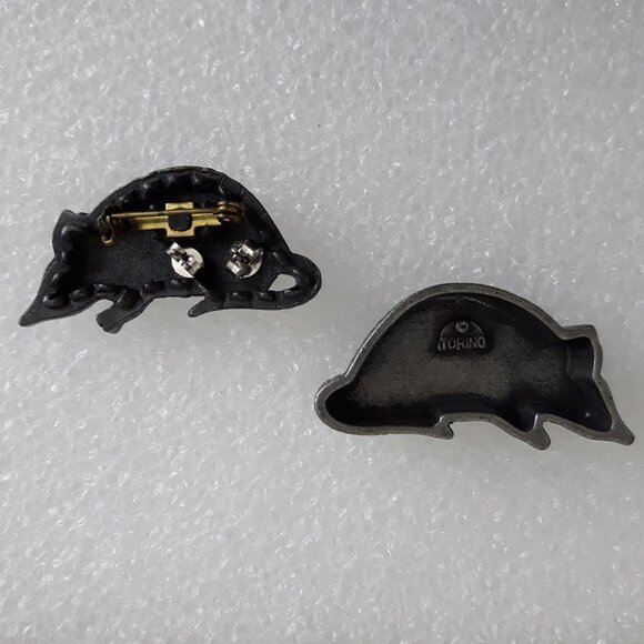 Torino Trinket Box, Pewter Armadillo Brooch With Tiny Earrings - Picture 5 of 8